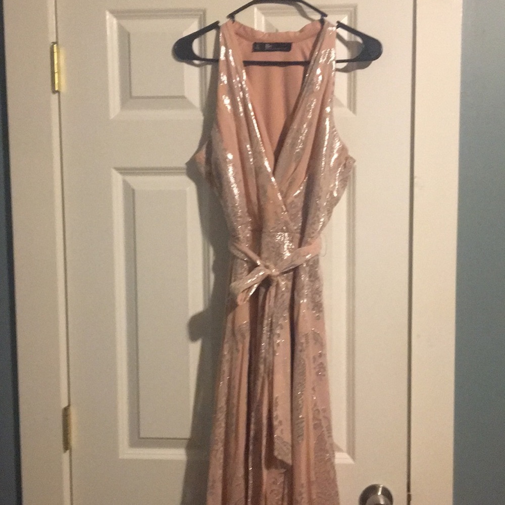 Pink and silver floor length dress (Formal)